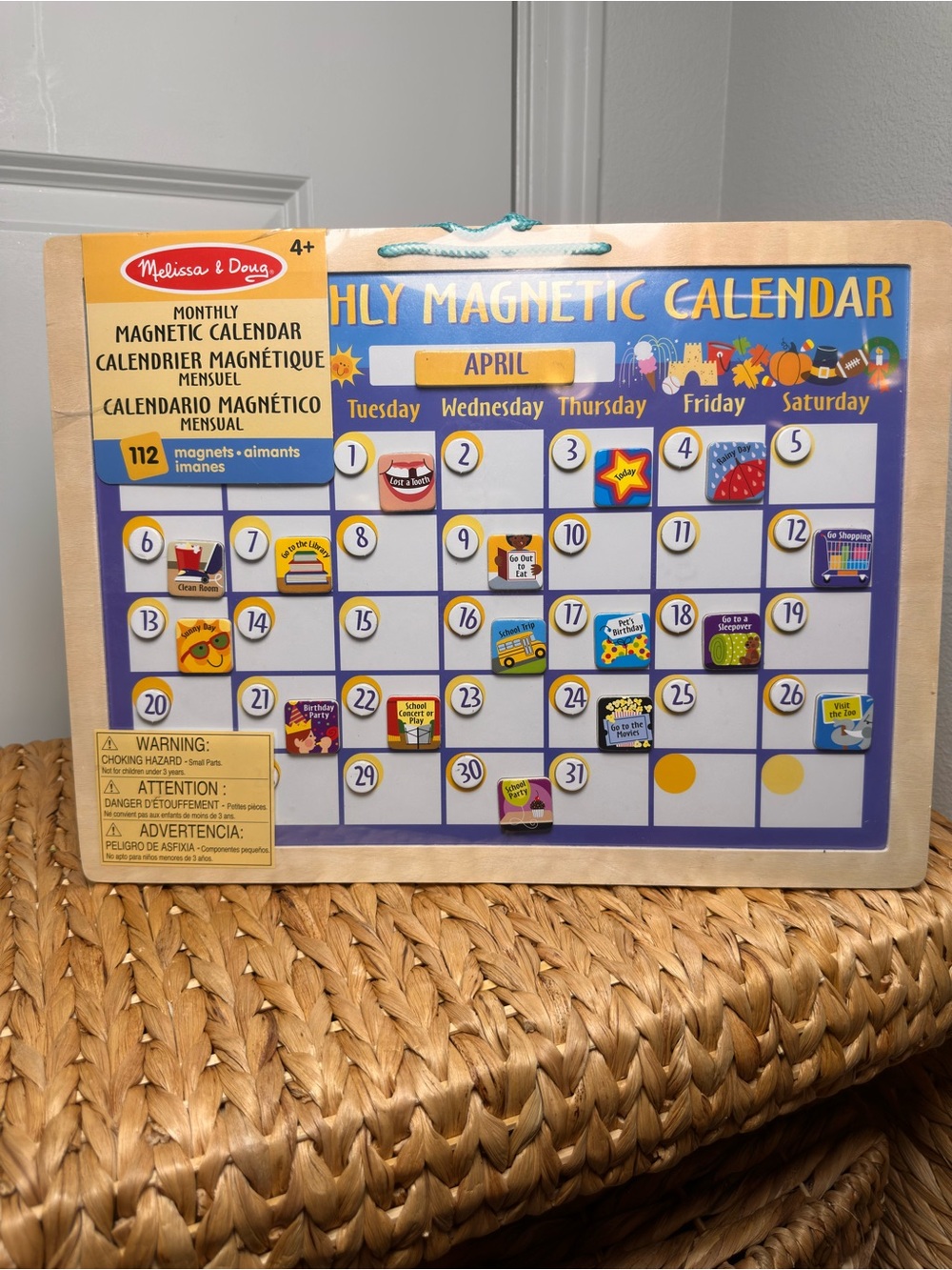 Melissa & Doug Magnetic Monthly Calendar - Blue and Yellow / Brand New